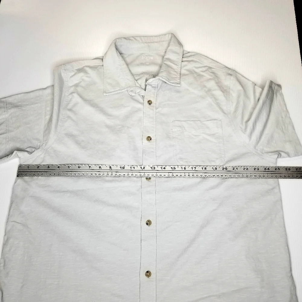 J.Crew Men's Garment-Dyed Slub Gray Cotton Shortsleeve Buttondown Shirt, Egypt